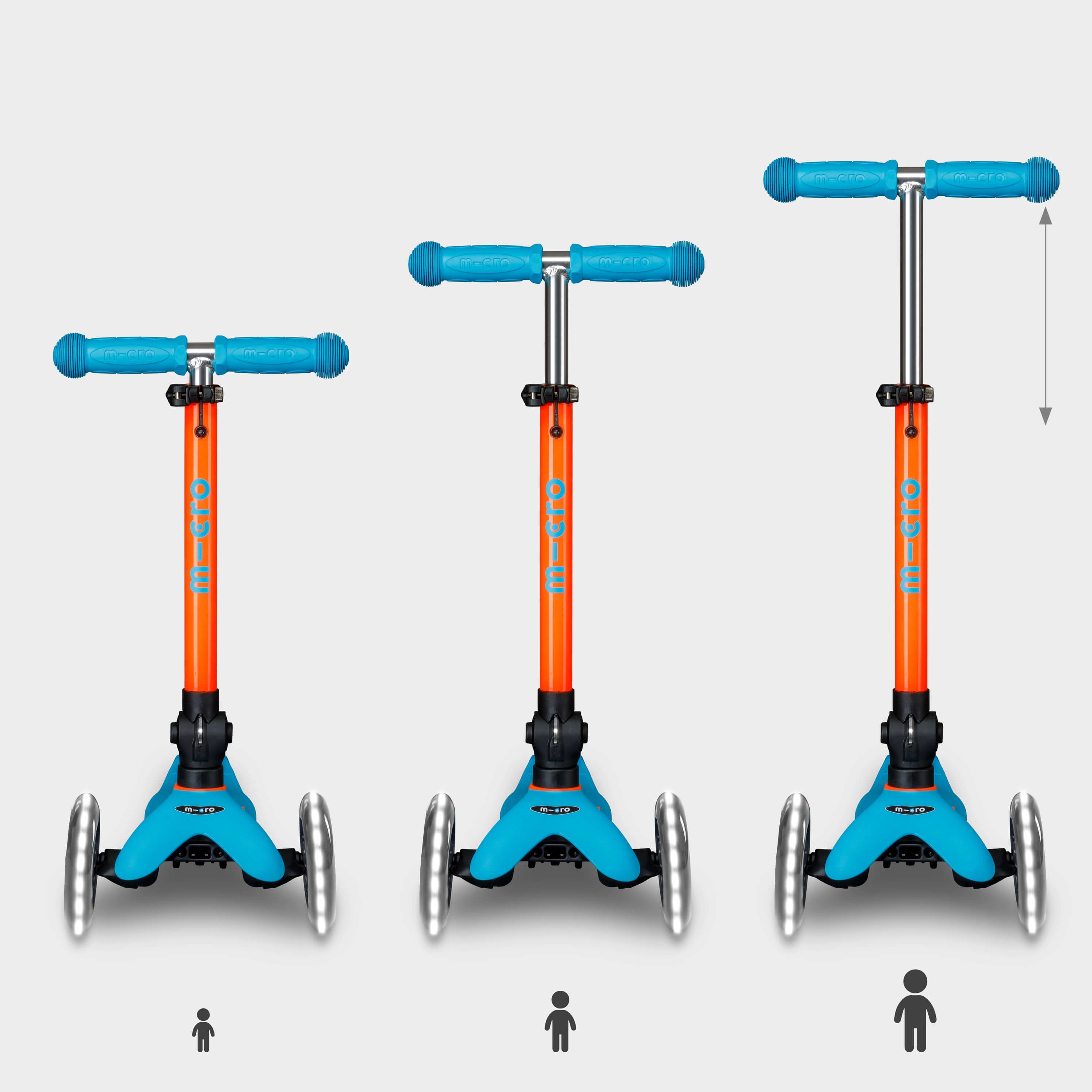 Mini Micro Foldable LED: Neon Orange / Aqua | Micro Scooters
