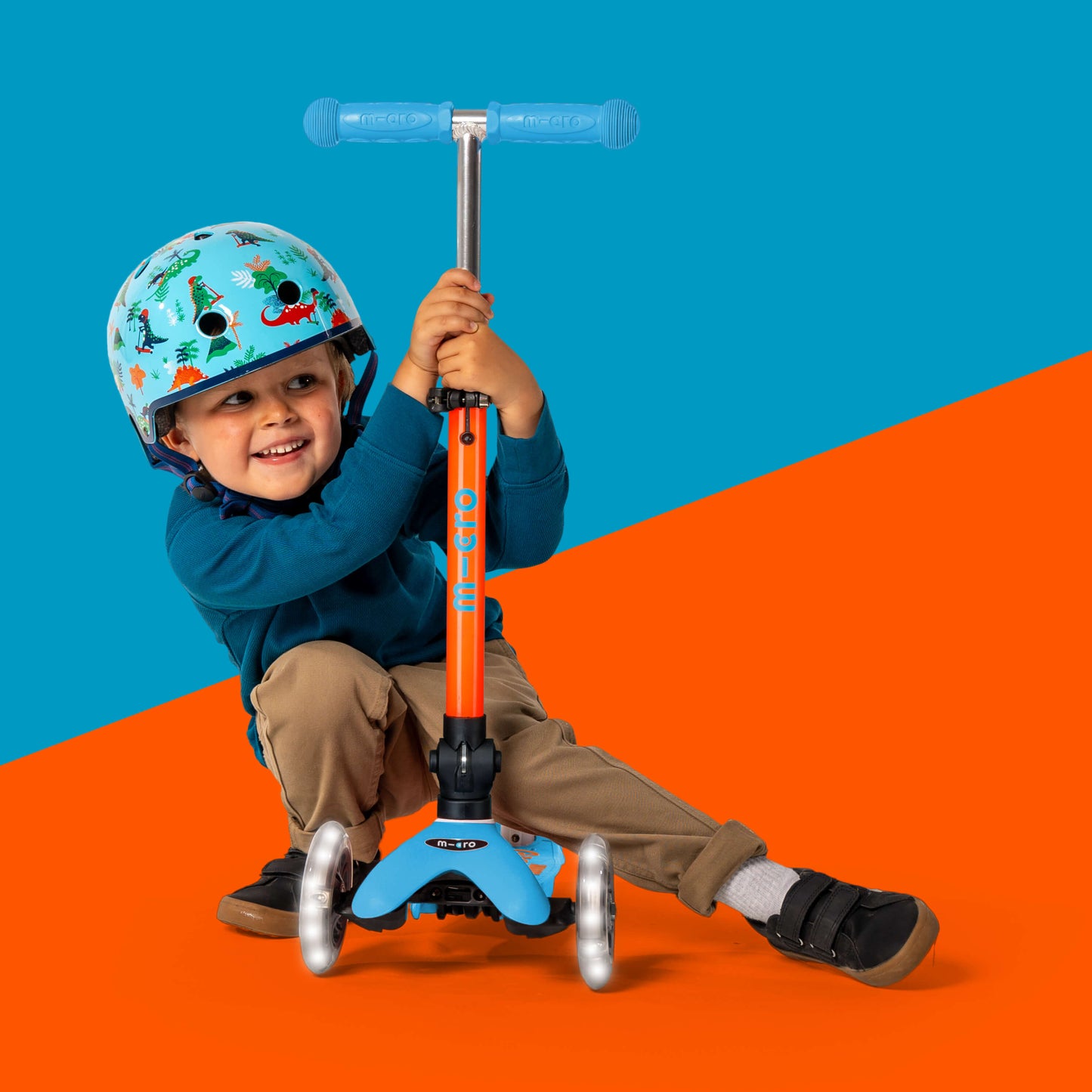 Mini Micro Foldable LED: Neon Orange / Aqua