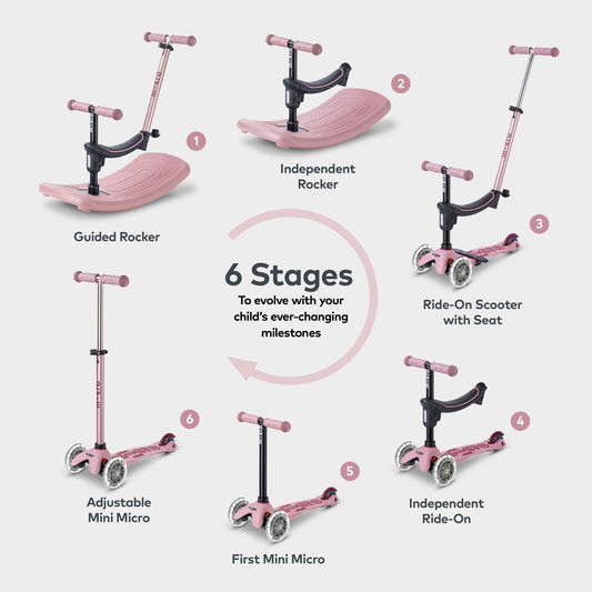 Mini Micro 6in1 Rock & Go Scooter: Rose Pink