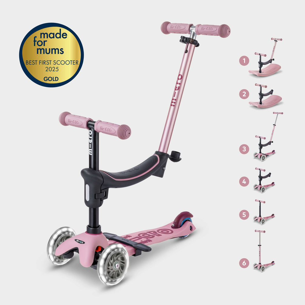 Pink Rocker Scooter Mini Micro 4in1 with indoor rocker: Rose Pink | Micro Scooters