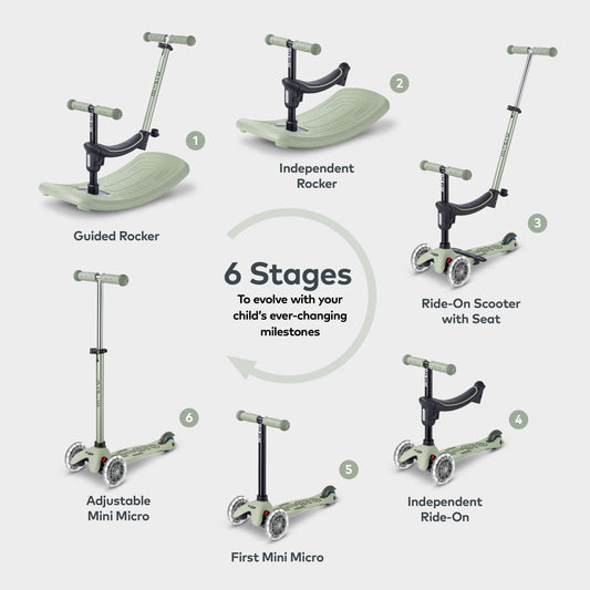 Mini Micro 6in1 Rock & Go Scooter: Sage Green