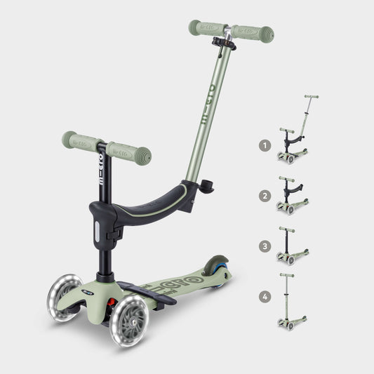 Mini Micro 4in1 Scooter: Light Up, Push, Clip Sit and Scoot: Sage Green