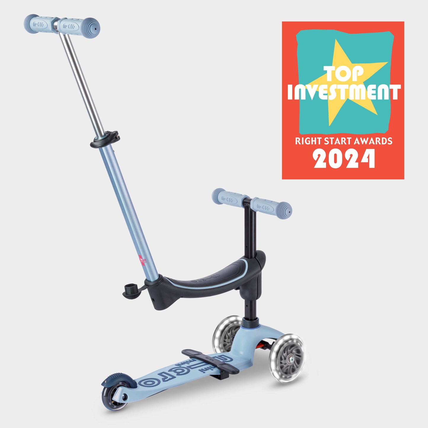 Mini Micro 4in1 Scooter: Light Up, Push, Clip Sit and Scoot: Ocean Slate