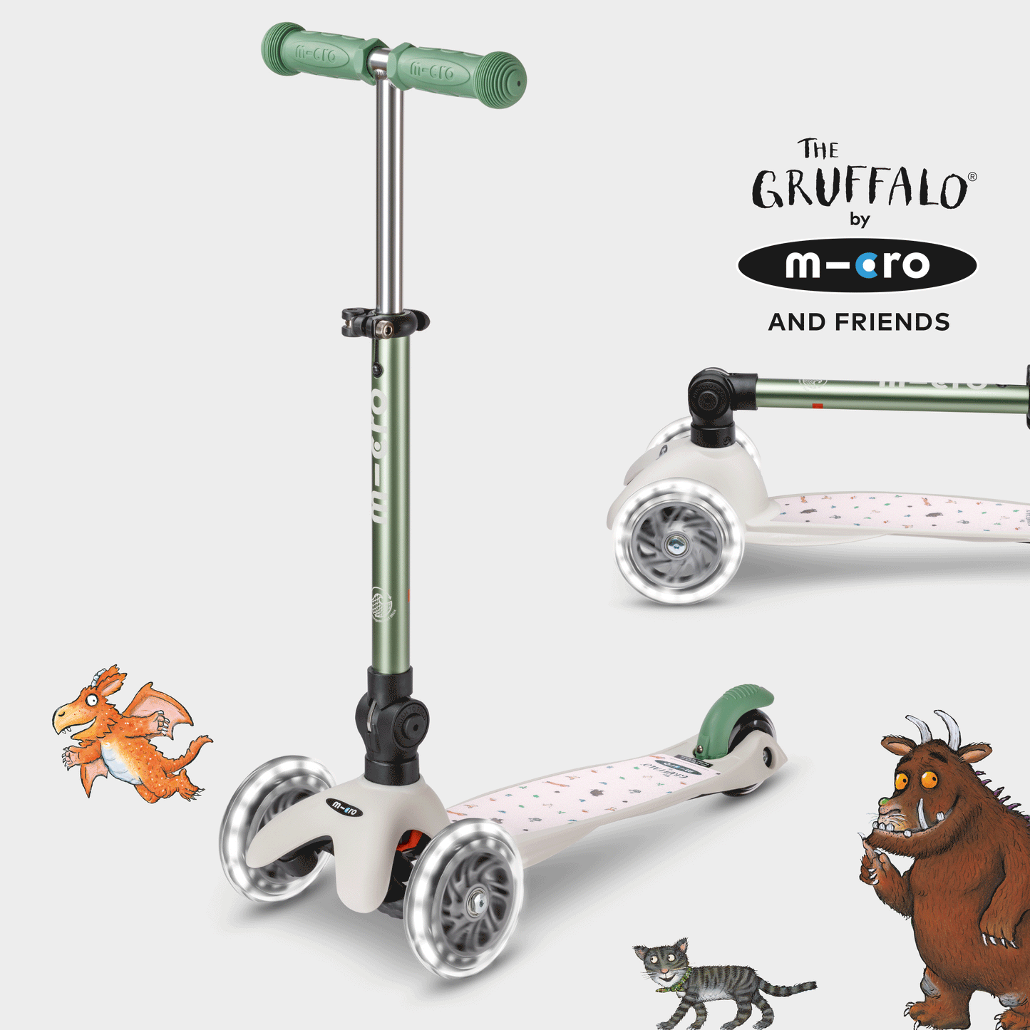 Mini Micro Foldable LED Gruffalo and Friends Design: Pistachio Green