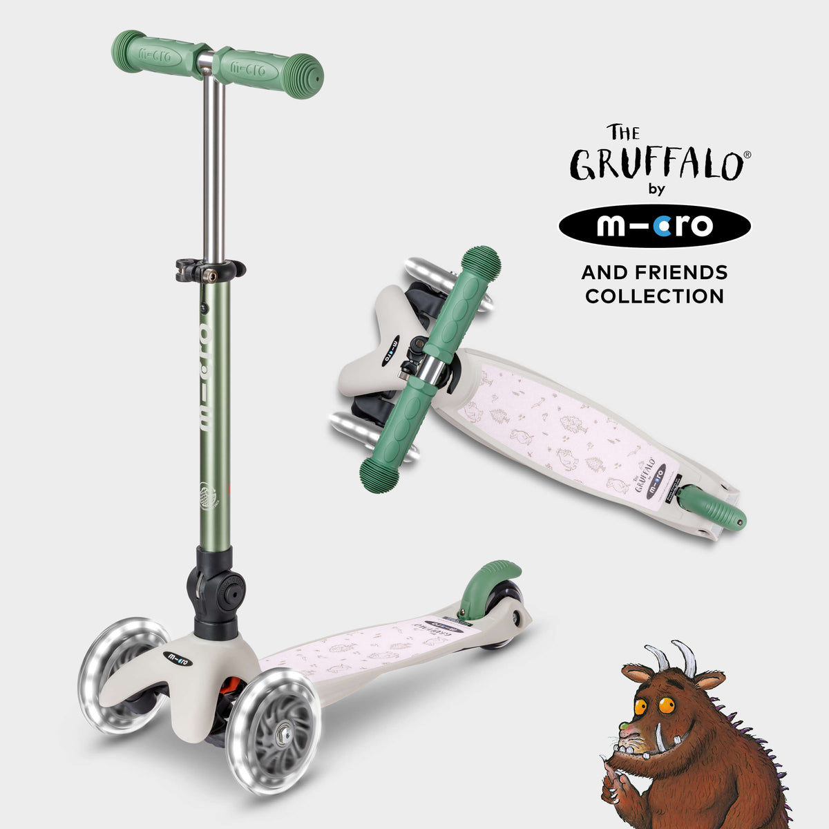 Mini Micro Foldable LED Gruffalo and Friends Design: Pistachio Green