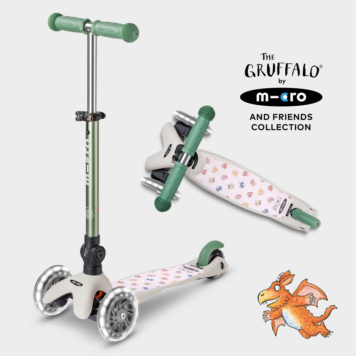 Mini Micro Foldable LED Gruffalo and Friends Design: Pistachio Green