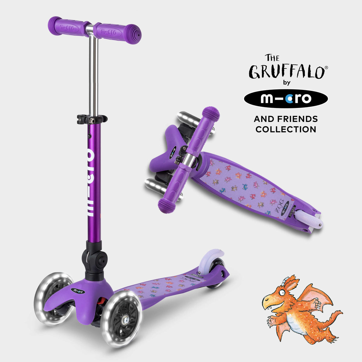 Mini Micro Foldable LED Gruffalo and Friends Design: Purple