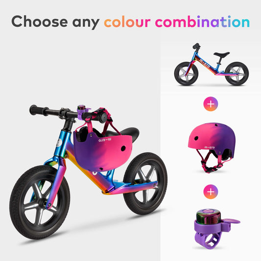 Micro Balance Bike Ultra, Bell and Patterned Helmet Set