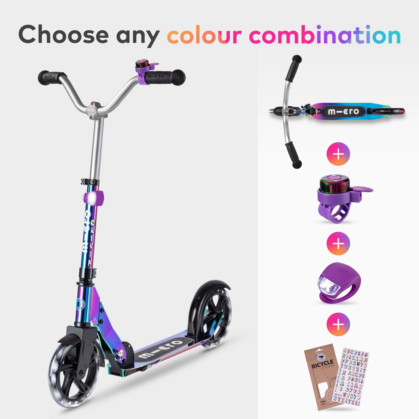 Micro Cruiser LED, Bell, Light and Stickers Set