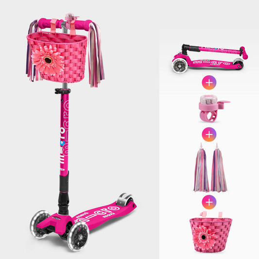 Maxi Micro Foldable LED, Basket, Bell and Ribbons Set