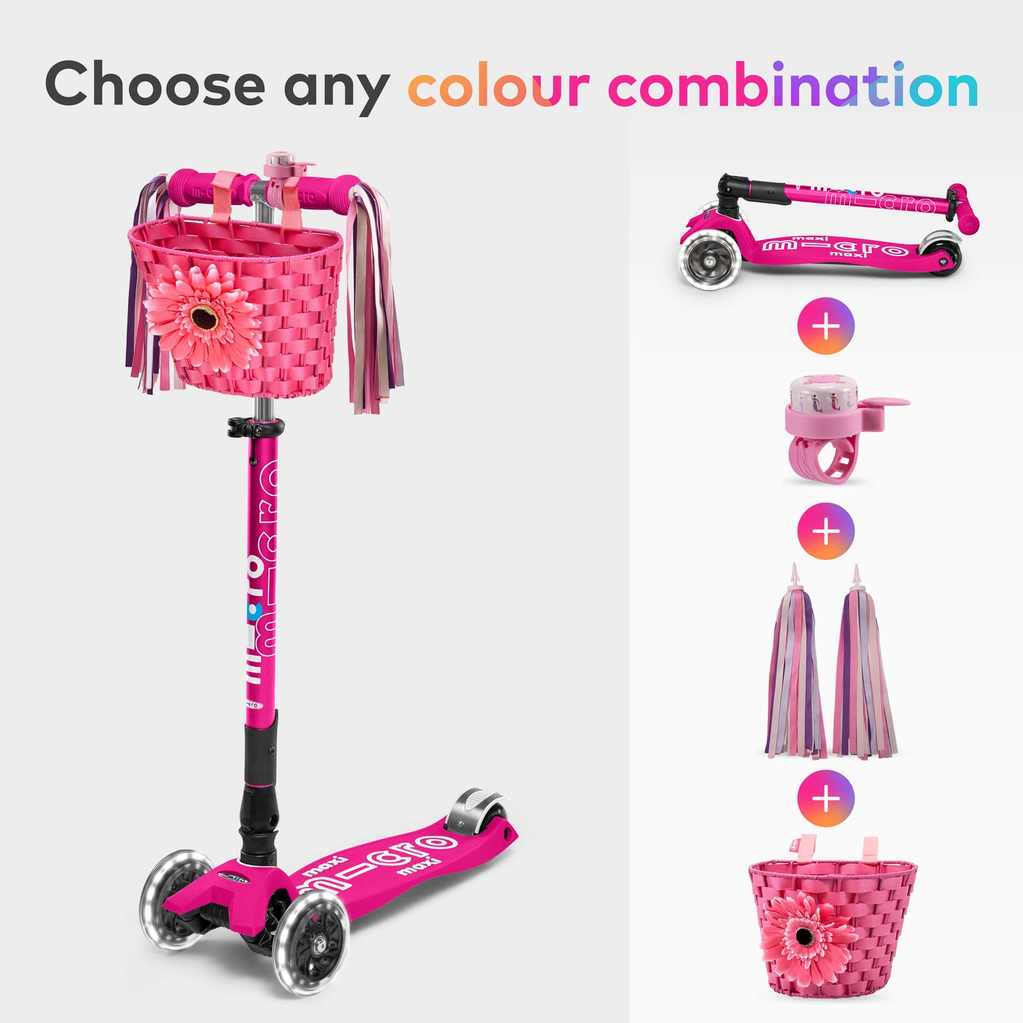 Maxi Micro Foldable LED, Basket, Bell and Ribbons Set