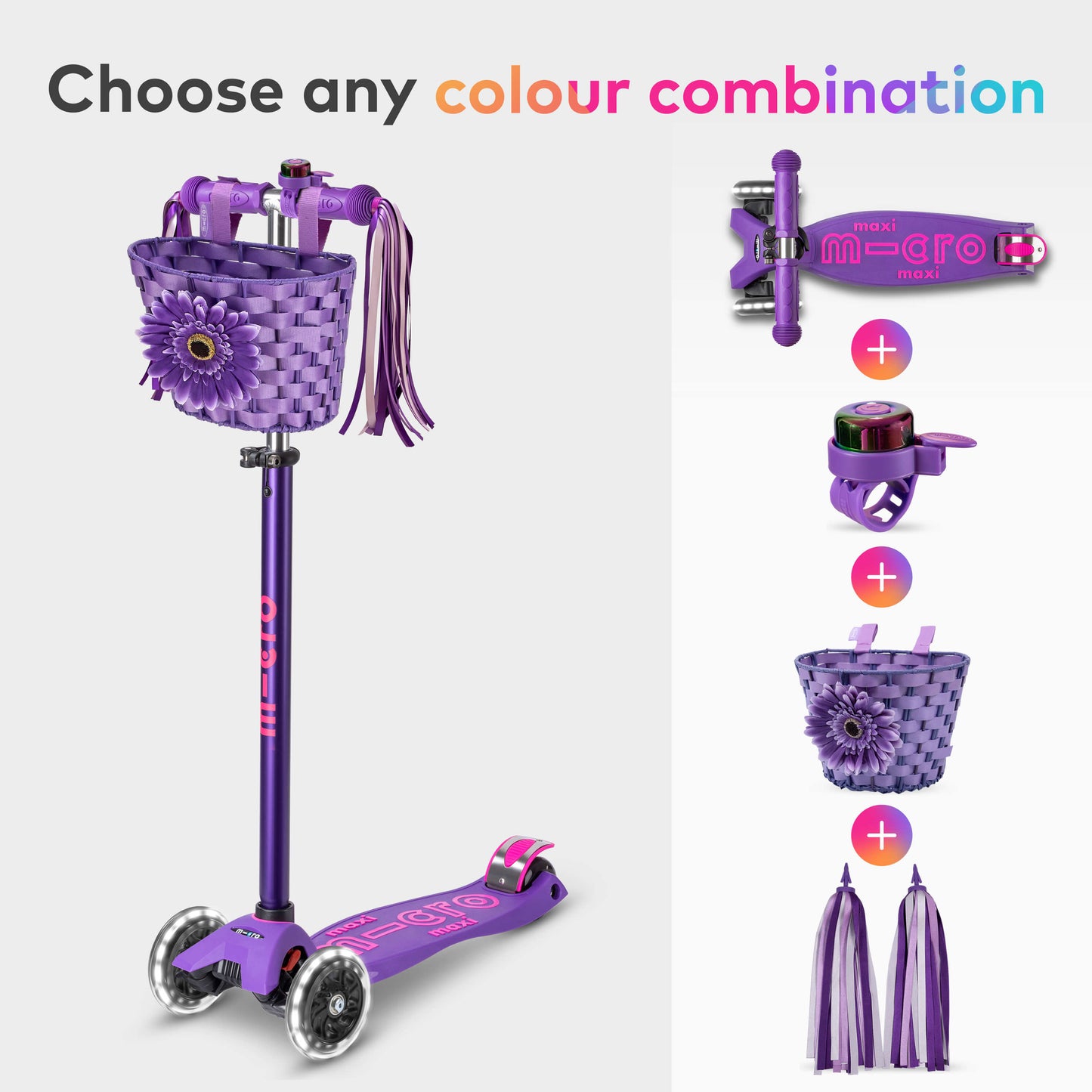 Maxi Micro Deluxe LED, Basket, Bell and Ribbons Set