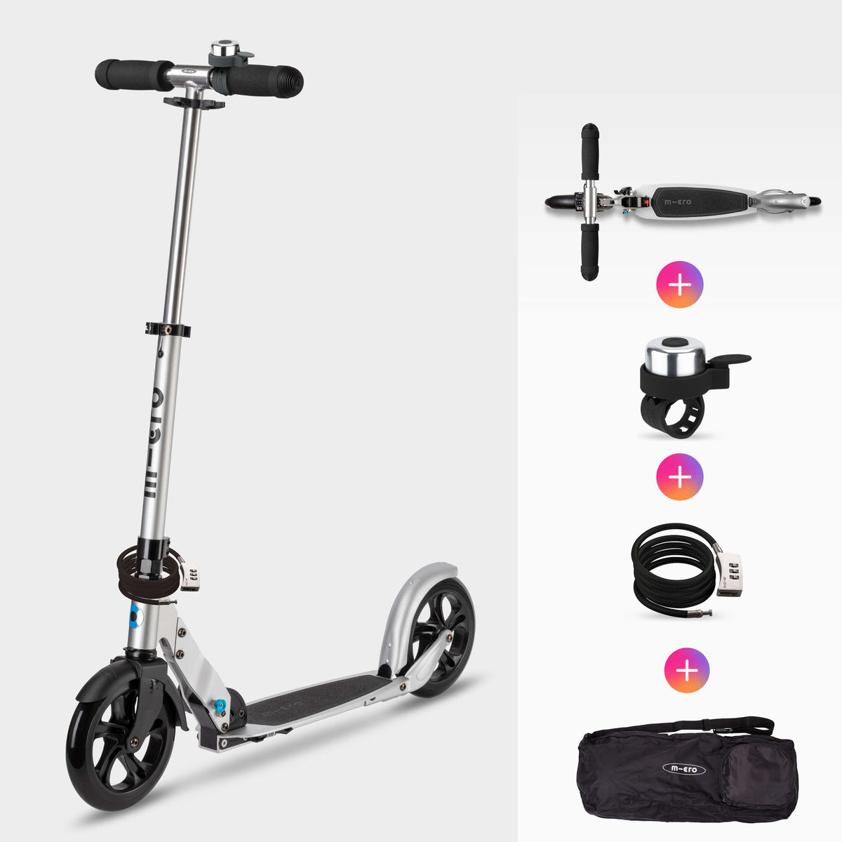 The Timeless Travel Set: Classic Scooter, Bell, Carry Bag and Lock