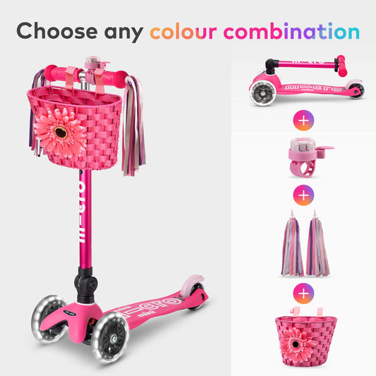 Mini Micro Foldable LED, Basket, Bell and Ribbons Set