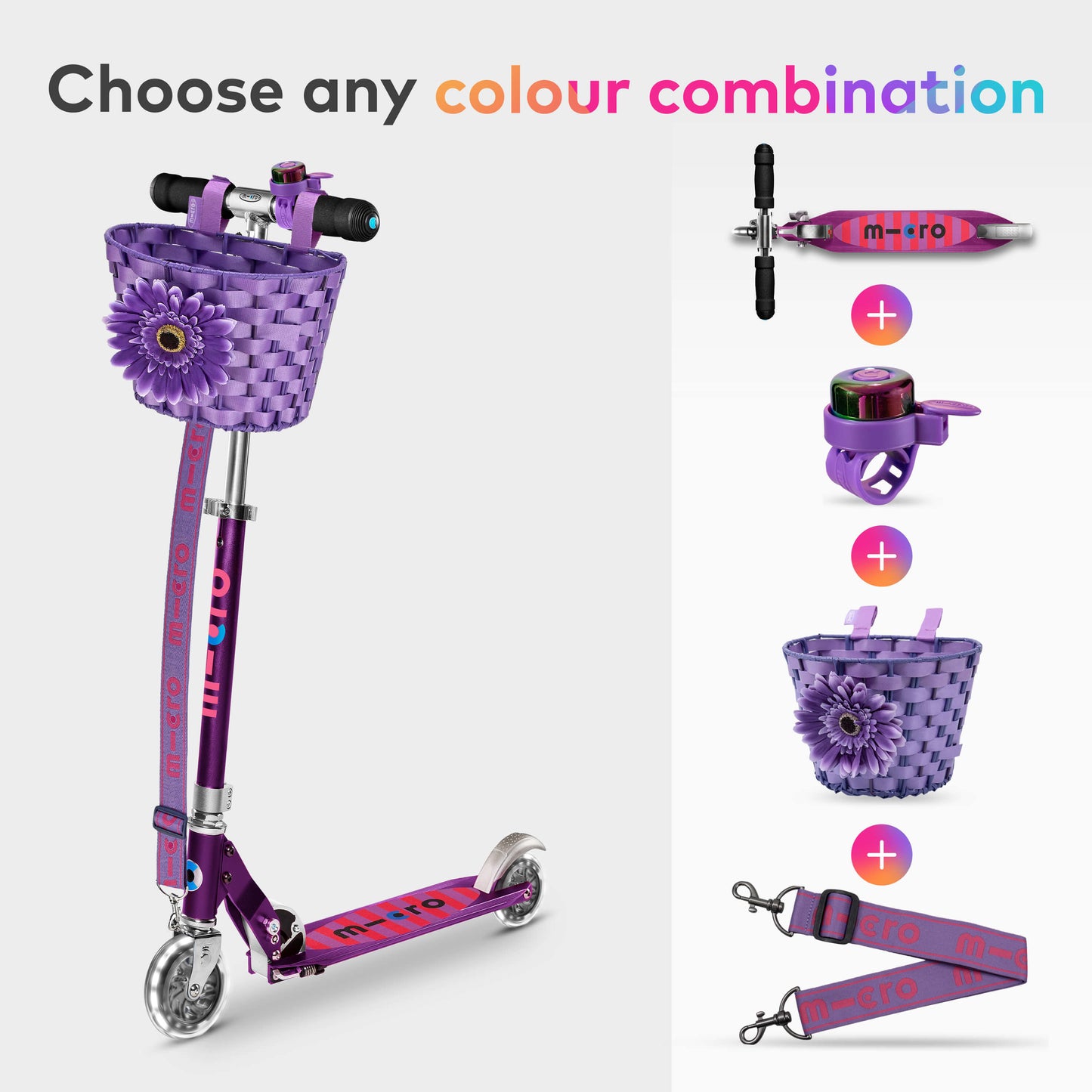 Ultimate Adventure Bundle: Sprite LED Scooter, Basket, Bell & Strap