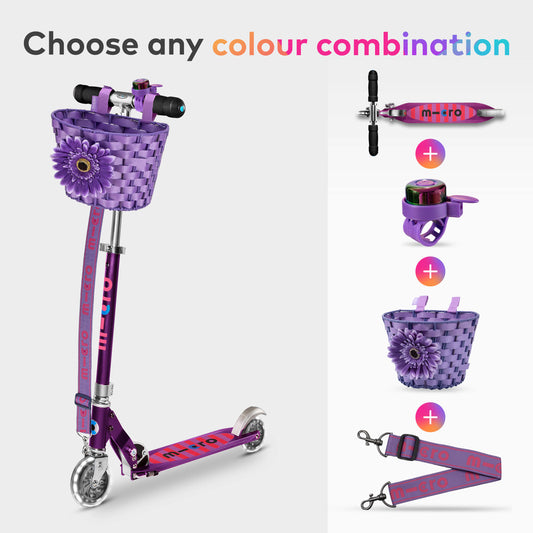 Ultimate Adventure Bundle: Sprite LED Scooter, Basket, Bell & Strap