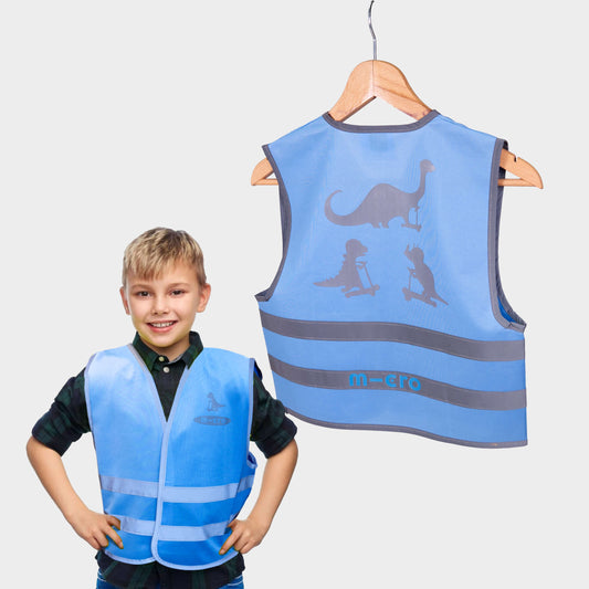 High visibility scooter safety vest: Blue Dino Print
