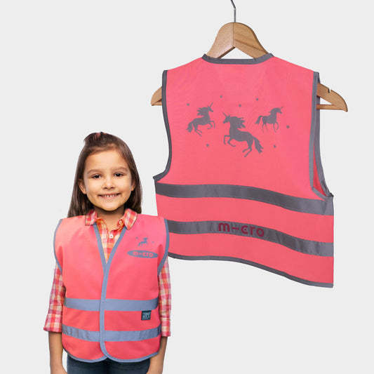 High visibility scooter safety vest: Pink Unicorn Print