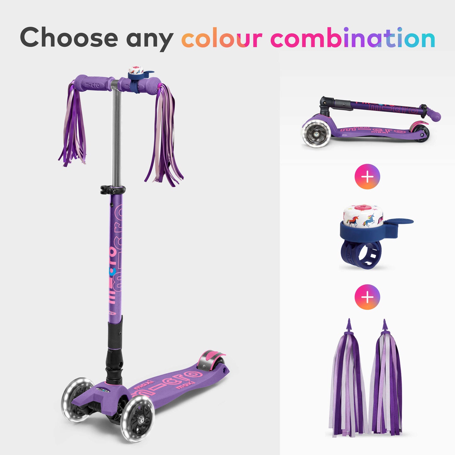 Maxi Micro Foldable LED, Bell and Ribbon Scooter Set