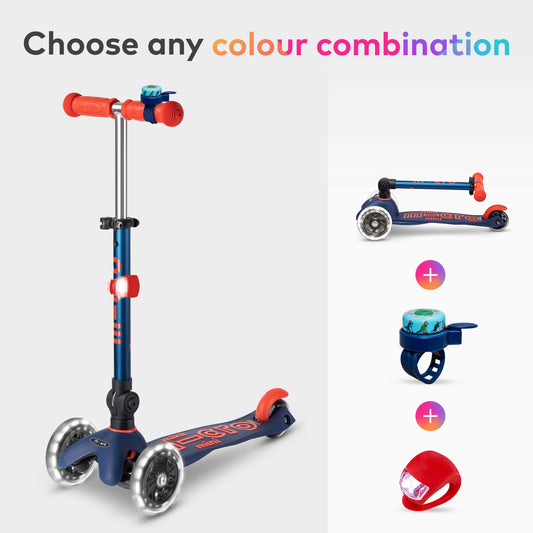 Mini Micro Foldable LED, Bell and Light Scooter Set