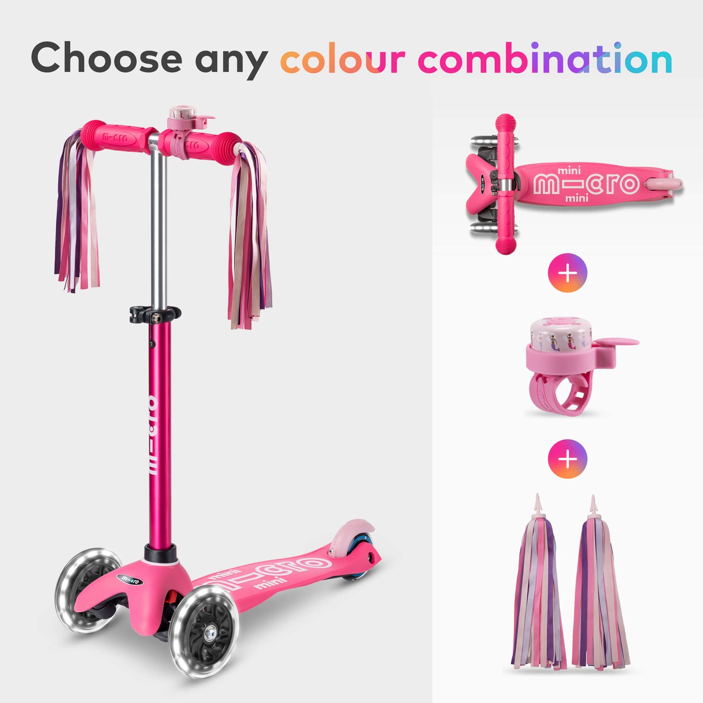 Mini Micro Deluxe LED with Bell and Ribbon Scooter Set