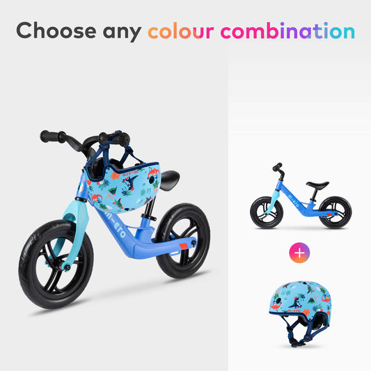 Micro Balance Bike and Patterned Helmet Scooter Set