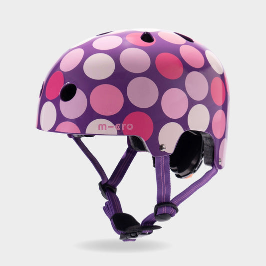 Printed Helmet for Bikes and Scooters: Purple Dot