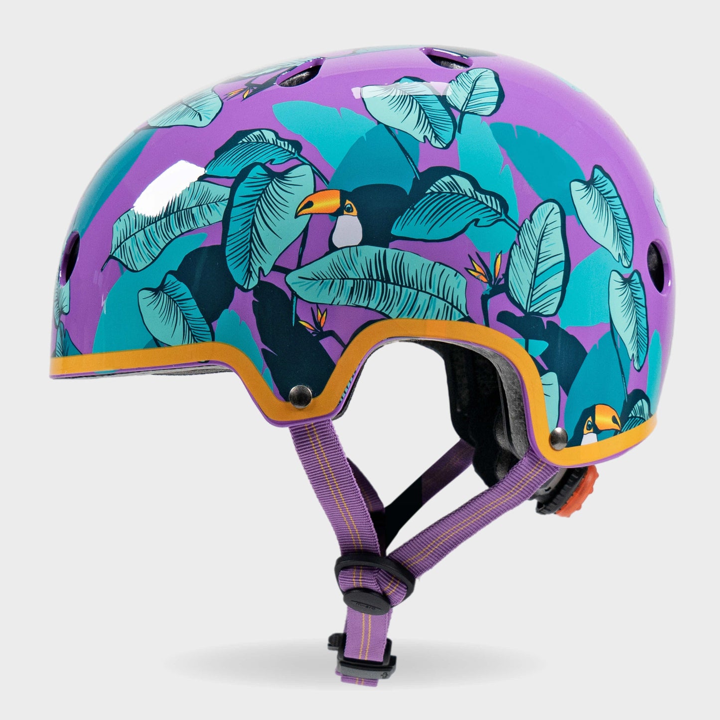 Printed Helmet for Bikes and Scooters: Toucan Purple