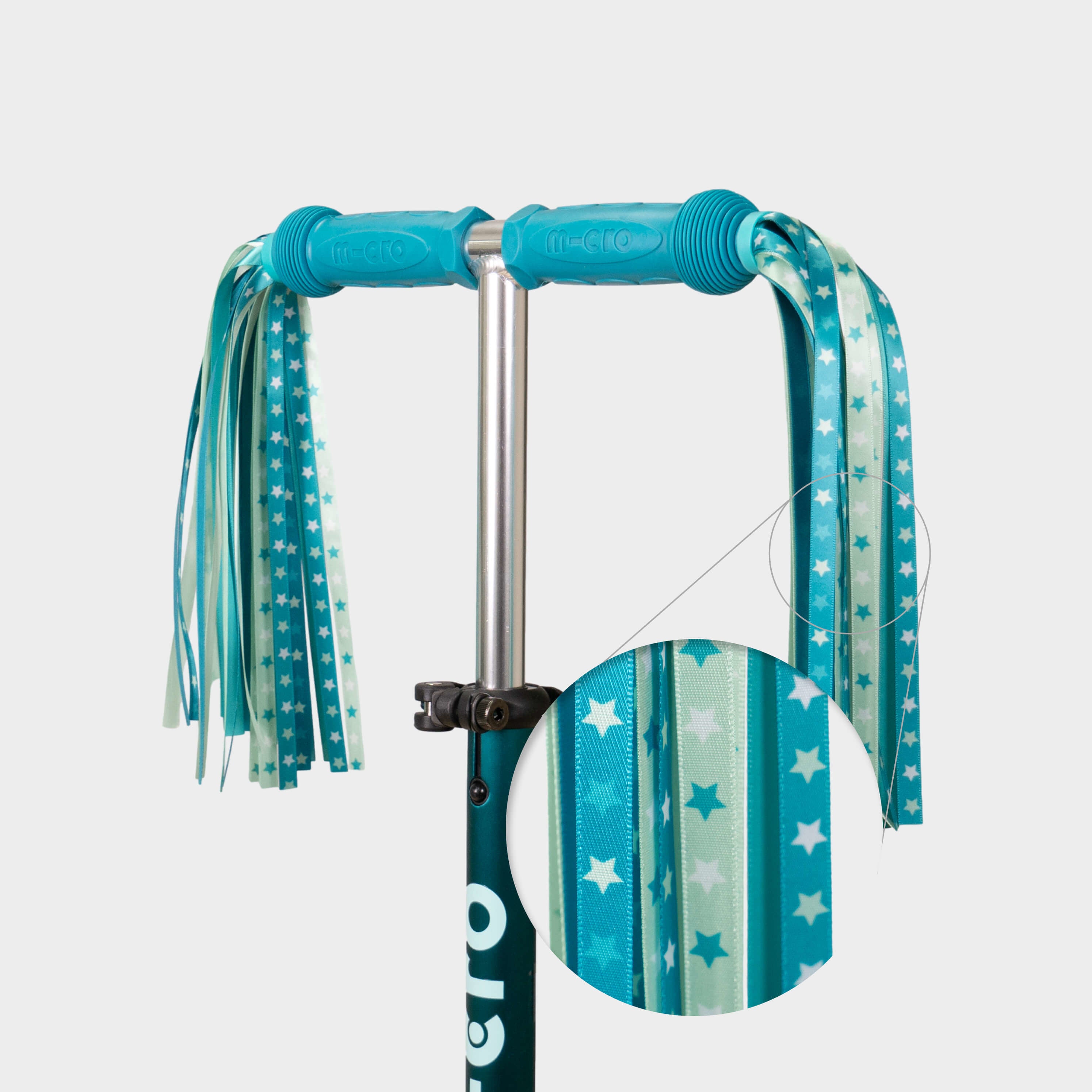 Scooter Ribbons Eco Printed Ribbons For Micro Rubber Grips:Aqua Star | Micro Scooters
