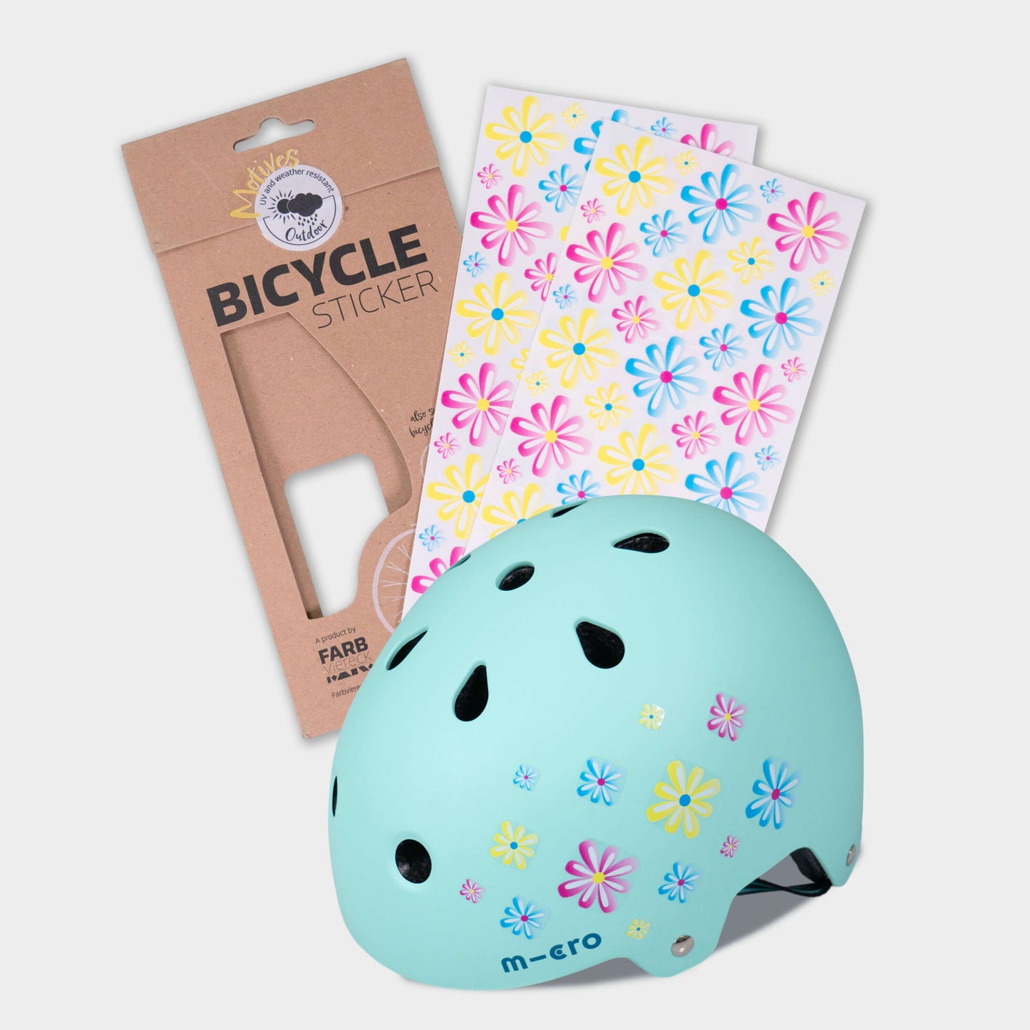Scooter, Bike and Accessory Stickers Pack of 84 stickers: Flower