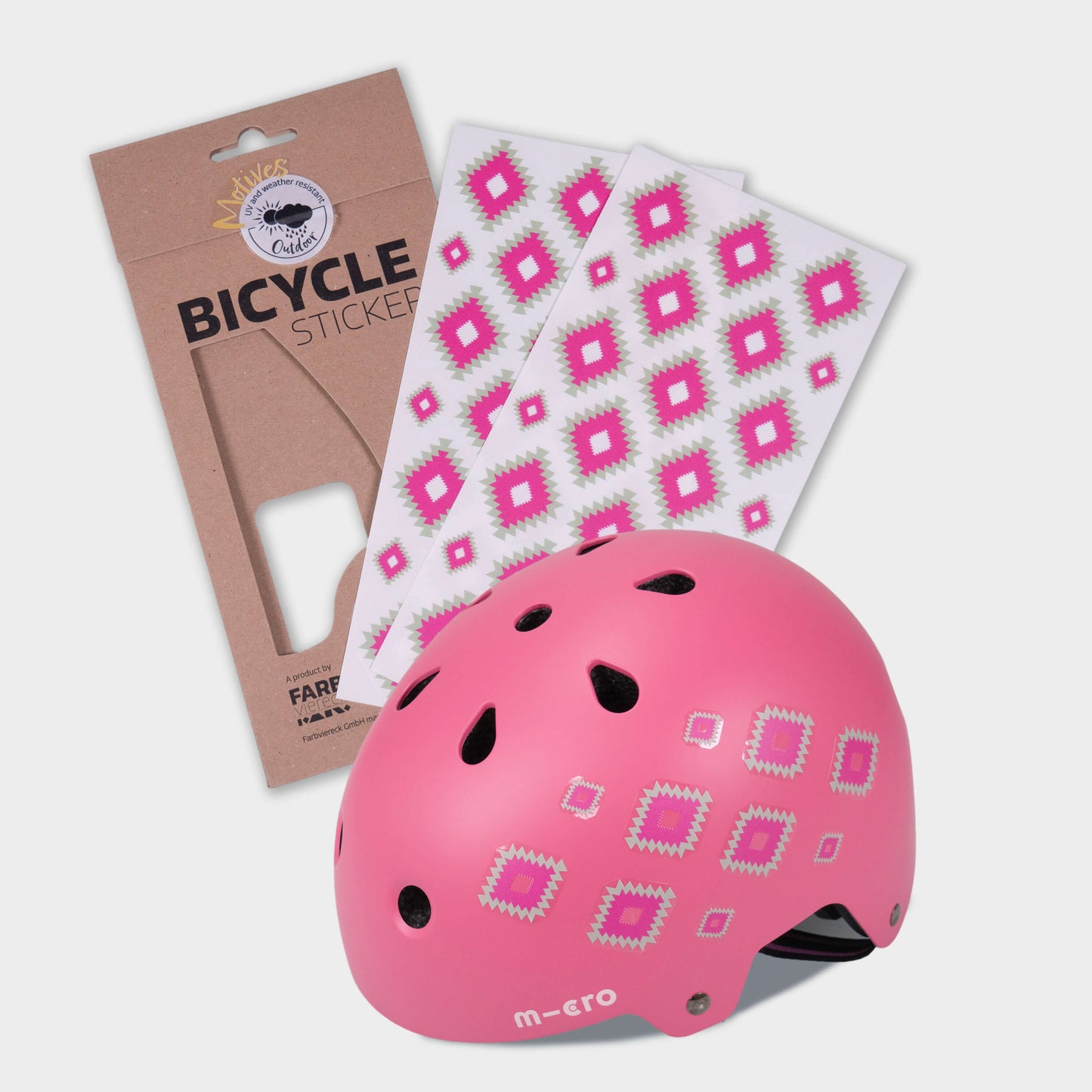 Scooter, Bike and Accessory Stickers Pack of 48 Stickers: Pink Print