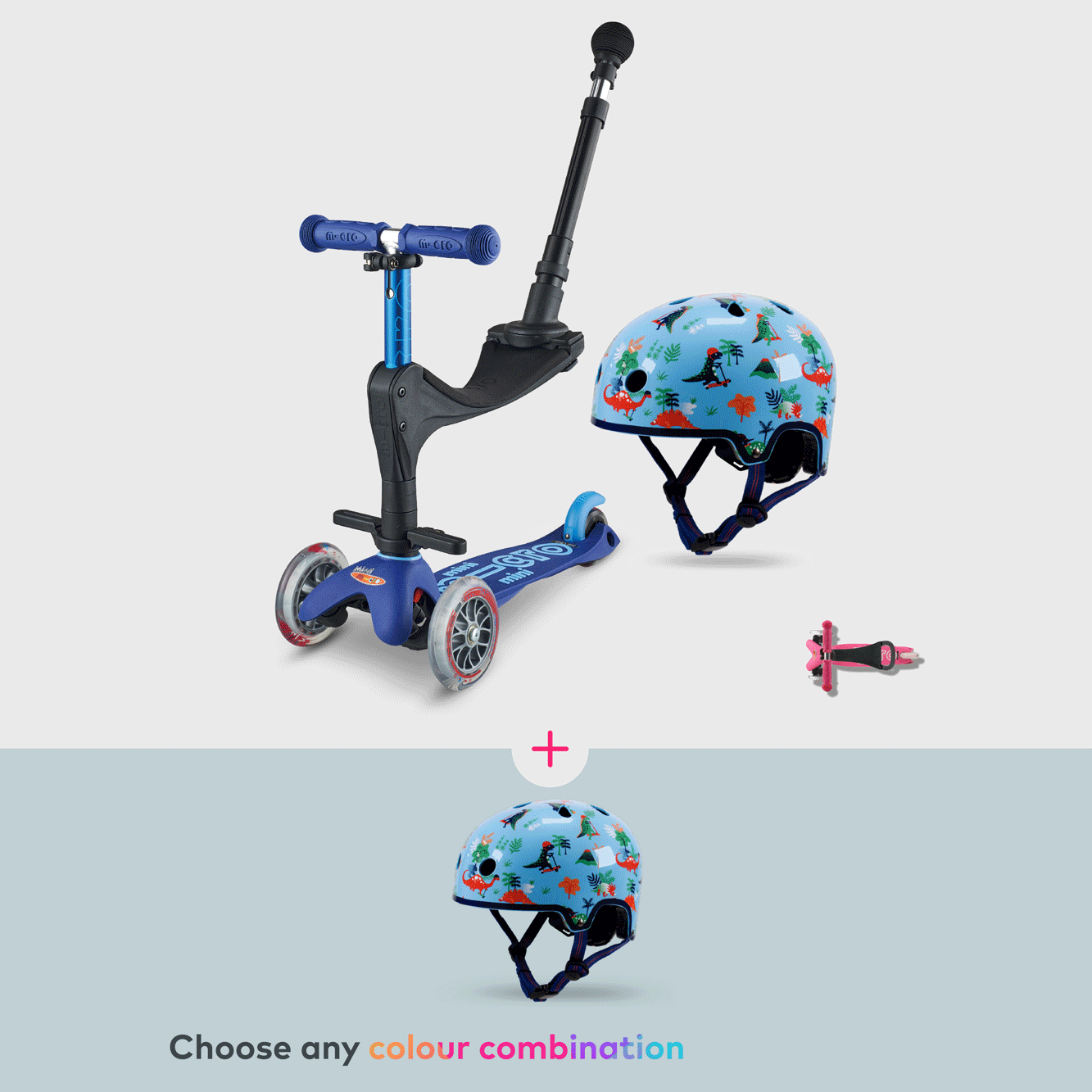 Mix and Match 3in1 Deluxe Push Along and Printed Helmet Set