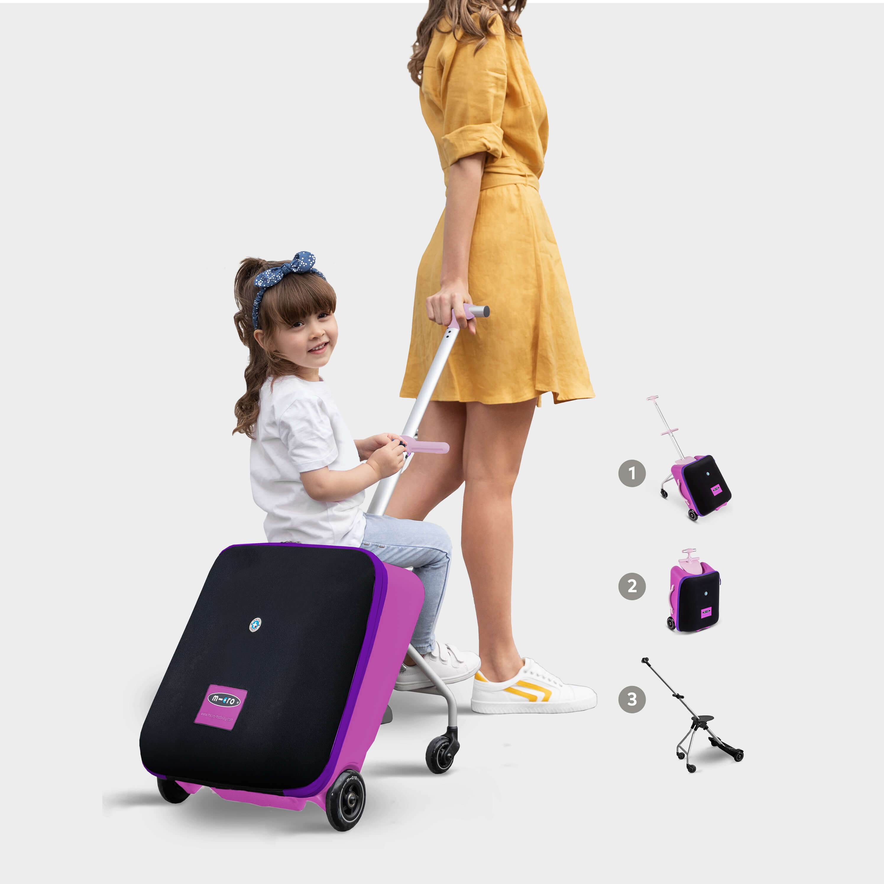 Micro Eazy Ride On 3in1 Suitcase Violet Pink Micro Scooters