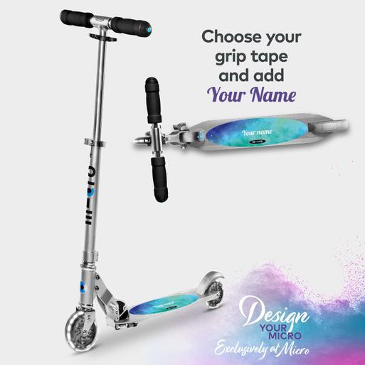 Personalised Sprite LED Silver Micro Scooters